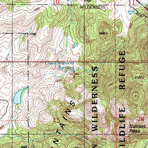 Topographic Map of Cottonwood Spring, OK