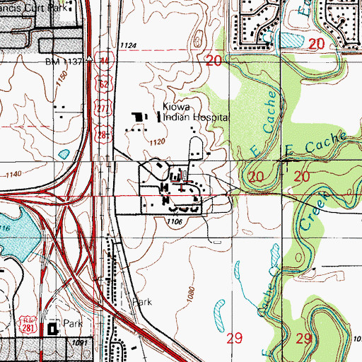 Topographic Map of Fort Sill Indian School Reservation (historical), OK