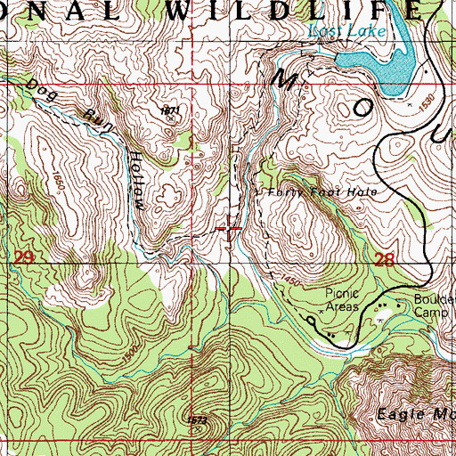 Topographic Map of Forty Foot Hole, OK