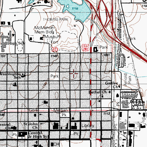 Topographic Map of Kennedy School (historical), OK