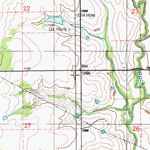 Topographic Map of Rock Creek Church (historical), OK