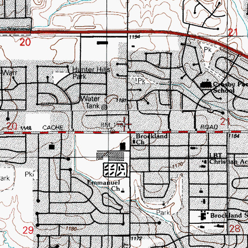 Topographic Map of Scott School (historical), OK