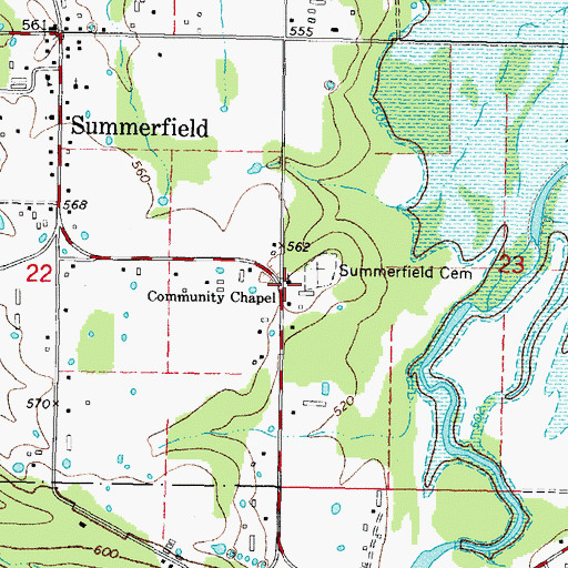 Topographic Map of Community Chapel, OK