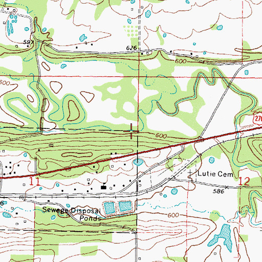 Topographic Map of Lutie, OK