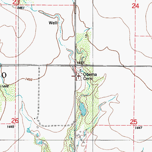 Topographic Map of Odema Cemetery, OK