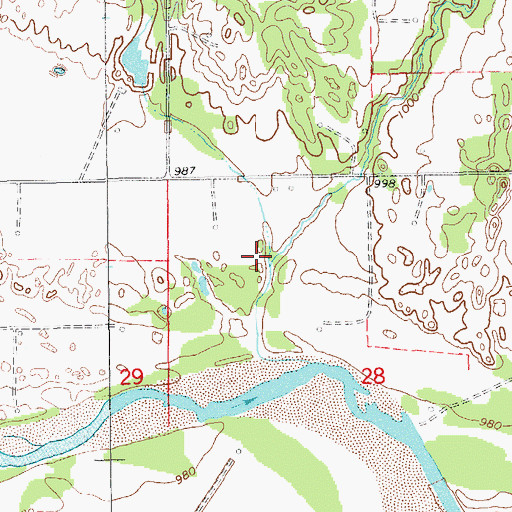 Topographic Map of East Fork Sooner Creek, OK
