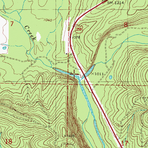 Topographic Map of Cucumber Creek, OK