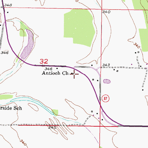 Topographic Map of Antioch Church, OK