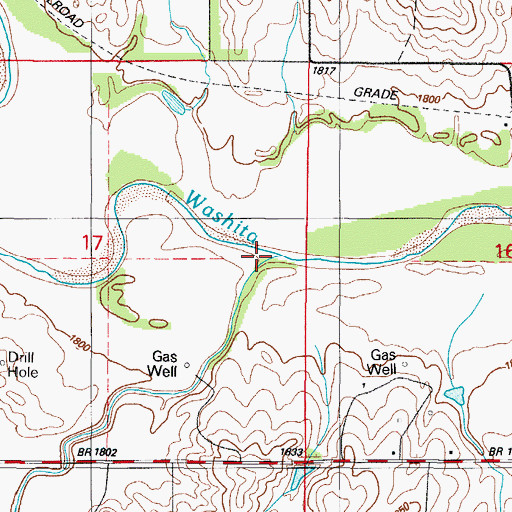 Topographic Map of Beaverdam Creek, OK