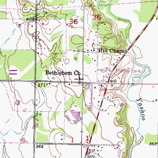 Topographic Map of Bethlehem Church, OK