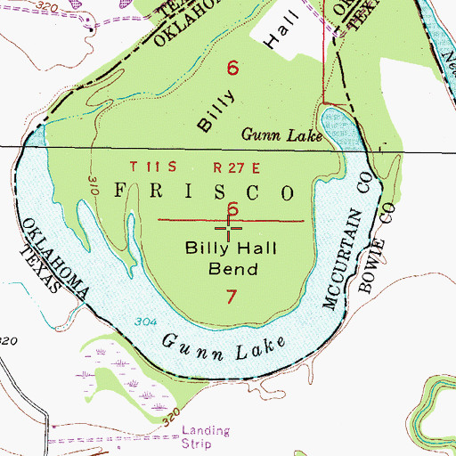 Topographic Map of Billy Hall Bend, OK