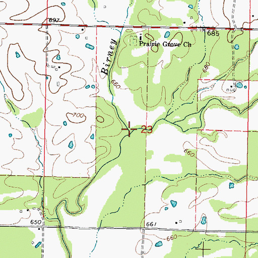 Topographic Map of Birney Creek, OK