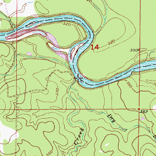 Topographic Map of Black Creek, OK