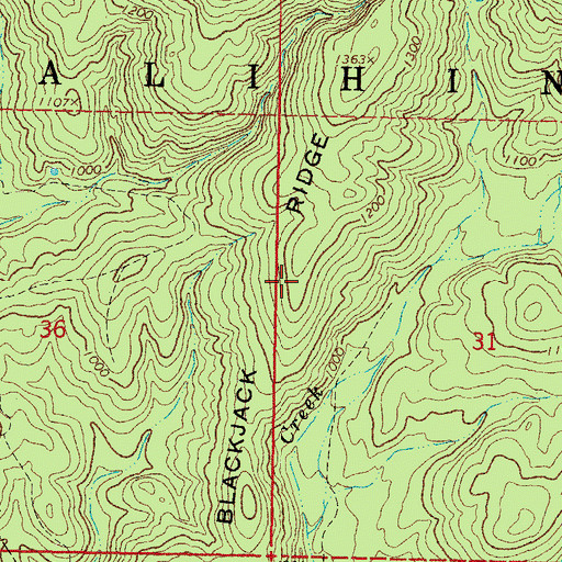 Topographic Map of Blackjack Ridge, OK