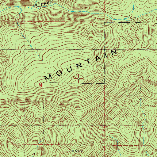 Topographic Map of Blue Bouncer Mountain, OK