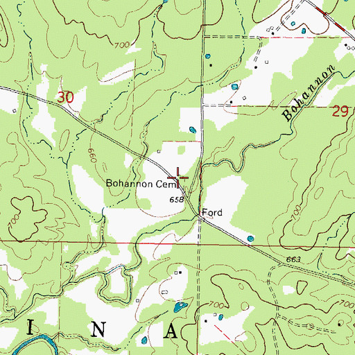 Topographic Map of Bohannon Cemetery, OK