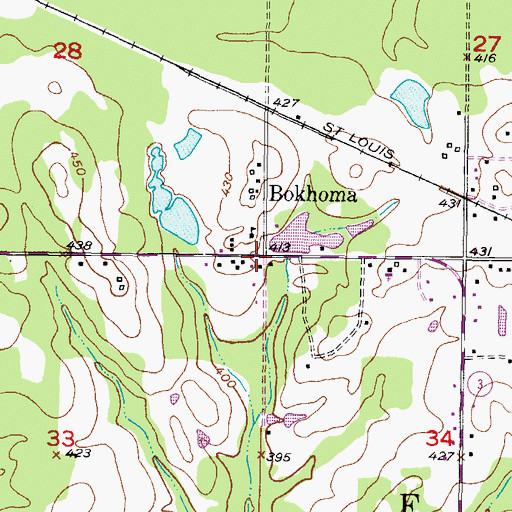 Topographic Map of Bokhoma, OK