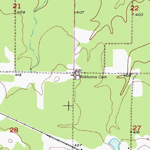 Topographic Map of Bokhoma Cemetery, OK