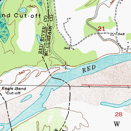 Topographic Map of Boss Creek, OK
