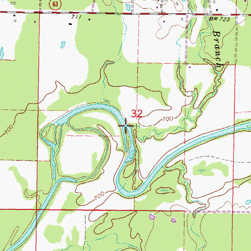 Topographic Map of Briar Branch, OK