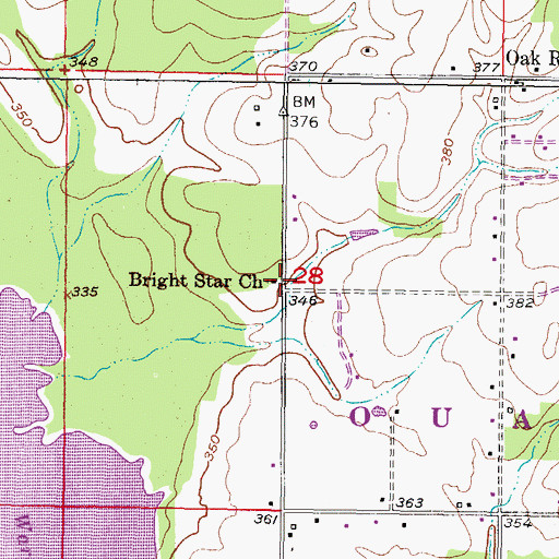 Topographic Map of Bright Star Church, OK