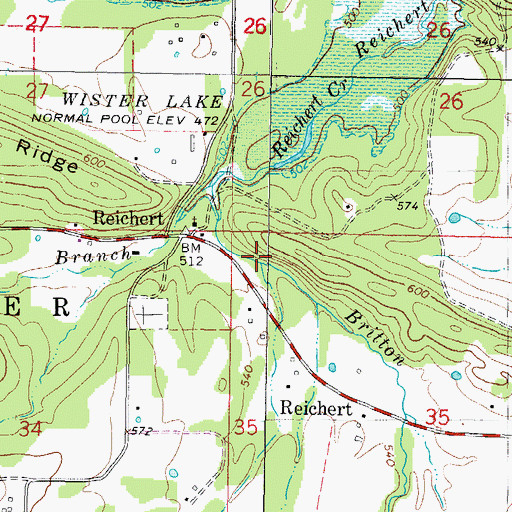 Topographic Map of Britton Branch, OK