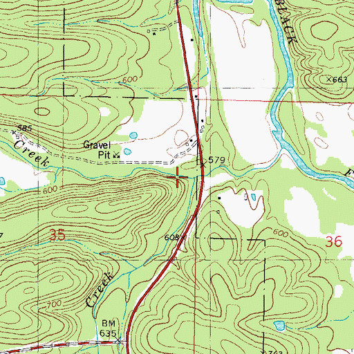 Topographic Map of Brushy Creek, OK