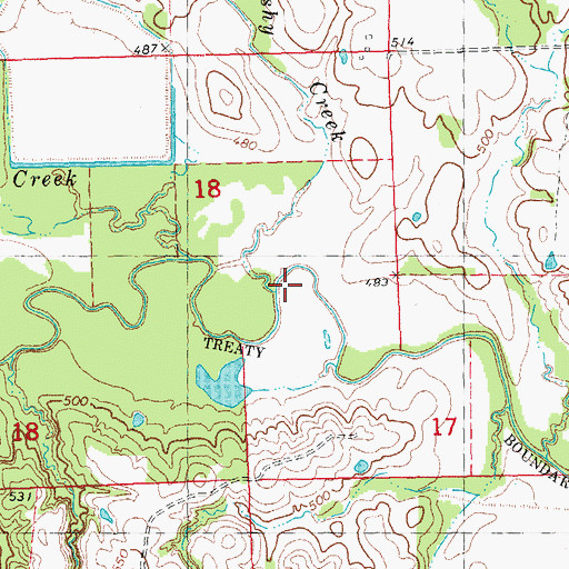 Topographic Map of Brushy Creek, OK