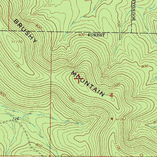 Topographic Map of Brushy Mountain, OK
