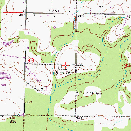 Topographic Map of Byrms Cemetery, OK