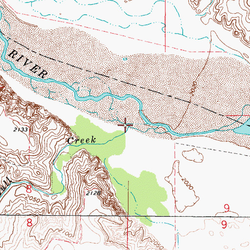 Topographic Map of Bull Creek, OK