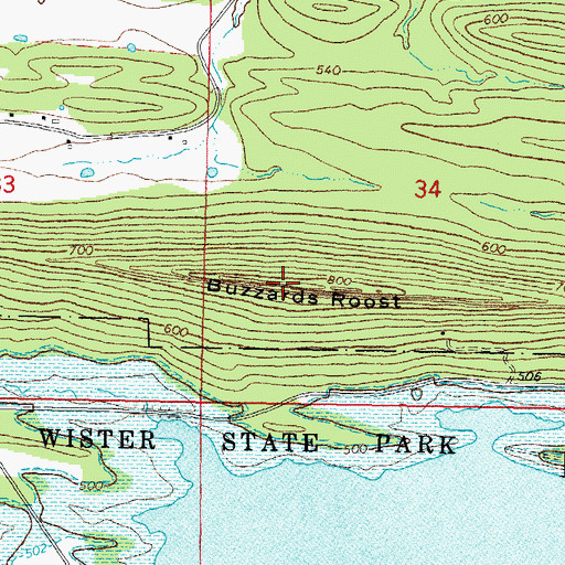 Topographic Map of Buzzards Roost, OK