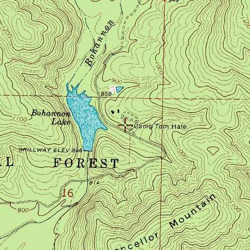 Topographic Map of Camp Tom Hale, OK