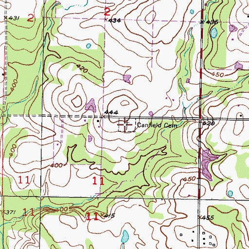 Topographic Map of Canfield Cemetery, OK