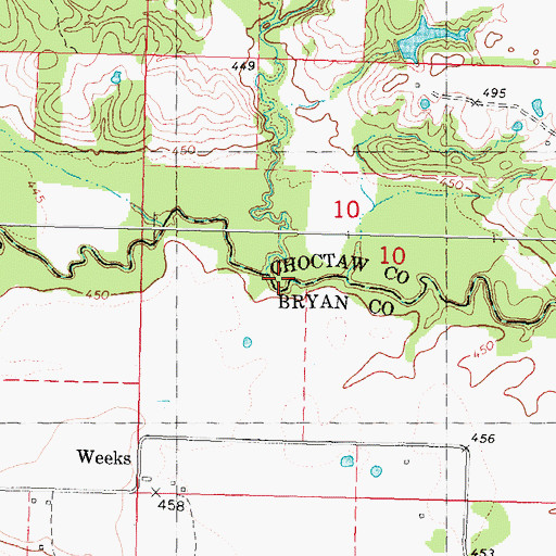 Topographic Map of Carson Branch, OK