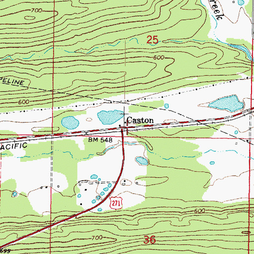 Topographic Map of Caston, OK
