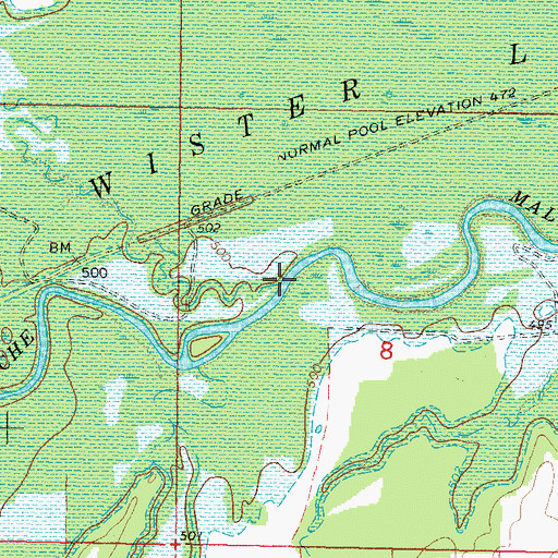 Topographic Map of Cedar Creek, OK