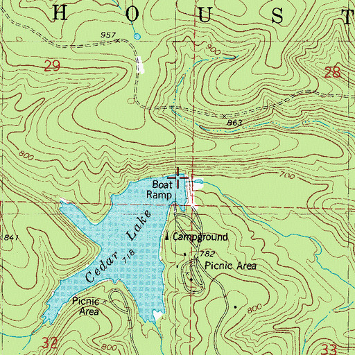 Topographic Map of Cedar Lake, OK