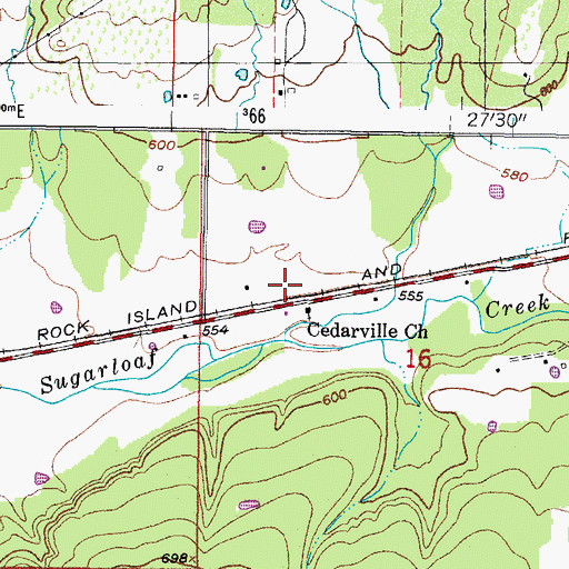 Topographic Map of Cedarville Church, OK