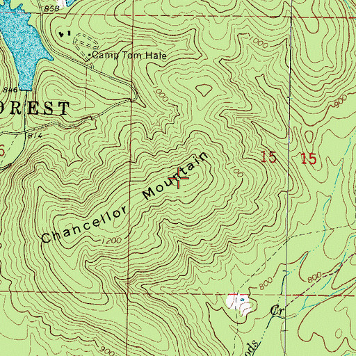 Topographic Map of Chancellor Mountain, OK