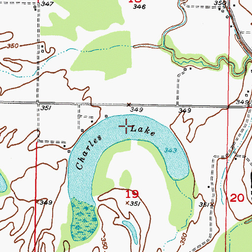 Topographic Map of Charles Lake, OK