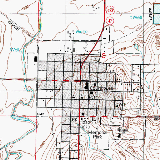Topographic Map of Cheyenne, OK