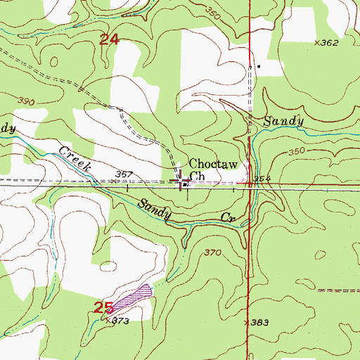 Topographic Map of Choctaw Church, OK