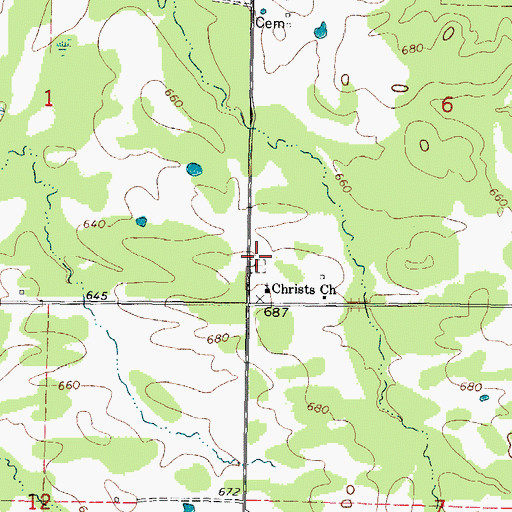 Topographic Map of Christs Church, OK