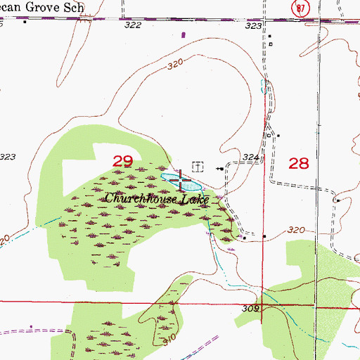 Topographic Map of Churchhouse Lake, OK