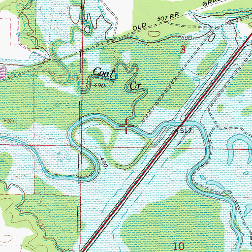 Topographic Map of Coal Creek, OK