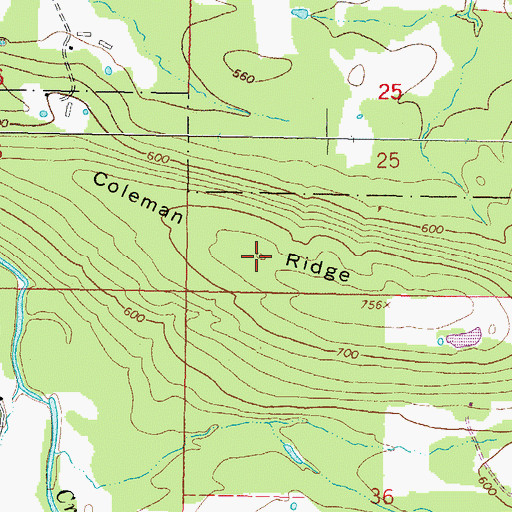Topographic Map of Coleman Ridge, OK