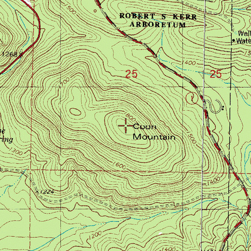 Topographic Map of Coon Mountain, OK