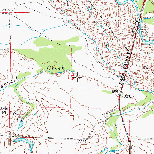 Topographic Map of Cornell Creek, OK