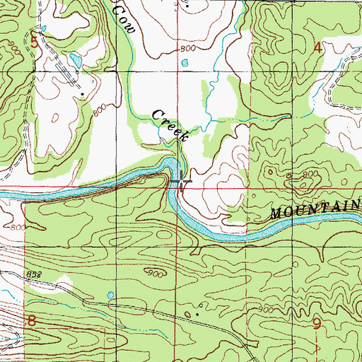 Topographic Map of Cow Creek, OK
